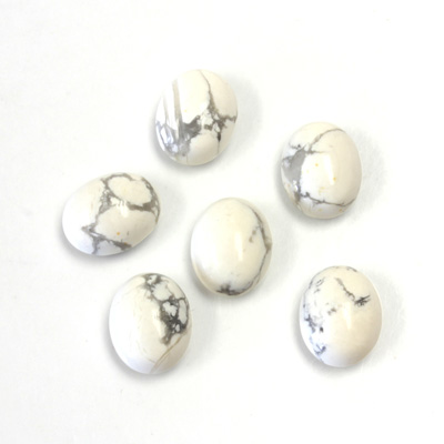 Gemstone Cabochon - Oval 10x8MM WHITE HOWLITE