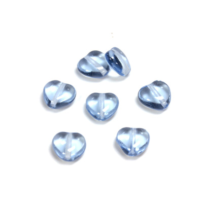 Czech Pressed Glass Bead - Smooth Heart 08x8MM LT SAPPHIRE