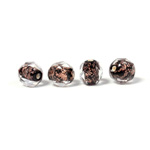 Czech Glass Lampwork Bead - Round Faceted 08MM GOLDSTONE INLAY ON CRYSTAL with  JET