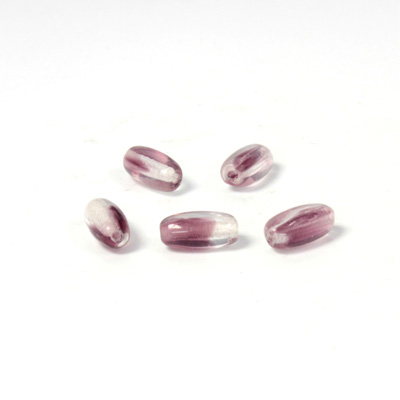 Czech Pressed Glass Bead - Smooth Oval 09x4MM 2-TONE AMETHYST-CRYSTAL