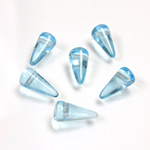 Czech Pressed Glass Bead - Smooth Spike 05x10MM AQUA