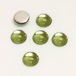 Plastic Flat Back Foiled Cabochon - Round 09MM OLIVINE