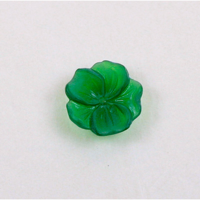 German Plastic Flower with Center Hole - 5-Petal Round 14MM MATTE EMERALD