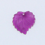 German Plastic Carved Leaf with Hole 16MM MATTE DARK AMETHYST