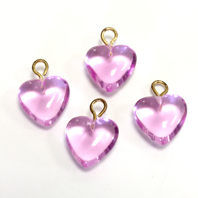 Plastic Pendant - Puff Heart with Brass Loop 11MM LT AMETHYST