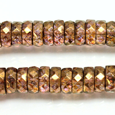 Czech Glass Fire Polished Bead - Rondelle 10x4MM LUMI COAT TAUPE