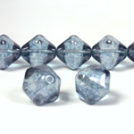 Czech Pressed Glass Bead - Smooth Bicone 15MM LUMI COAT BLUE