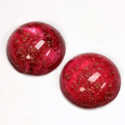 Glass Medium Dome Lampwork Cabochon - Round 20MM GOLD FLECK RUBY (05052)