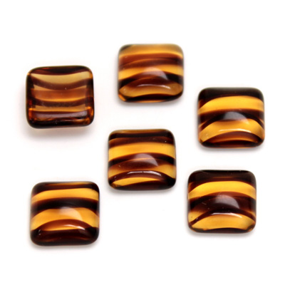 Glass Low Dome Cabochon - Square Antique 10x10MM TORTOISE