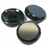 Glass Button - Cut & Polished Top Round 27MM JET