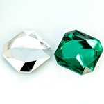 Plastic Point Back Foiled Stone - Square Octagon 24x2MM4MM EMERALD