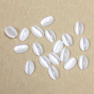 Fiber-Optic Cabochon - Oval 06x4MM CAT'S EYE WHITE