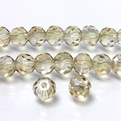 Chinese Cut Crystal Bead 32 Facet - Round 06MM CRYSTAL with TRANSFER GOLD COATING