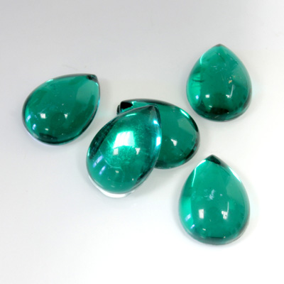 Plastic Flat Back Foiled Cabochon - Pear 14x10MM EMERALD