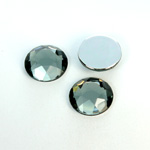 Plastic Flat Back Foiled Rose Cut Rhinestone - Round 15MM BLACK DIAMOND