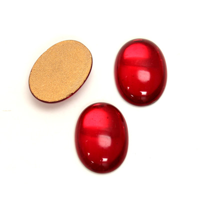 Glass Medium Dome Foiled Cabochon - Oval 18x13MM RUBY