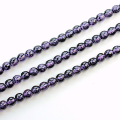 Czech Pressed Glass Bead - Smooth Round 04MM SPECKLE COATED AMETHYST 64229