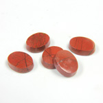 Gemstone Flat Back Single Bevel Buff Top Stone - Oval 10x8MM RED JASPER