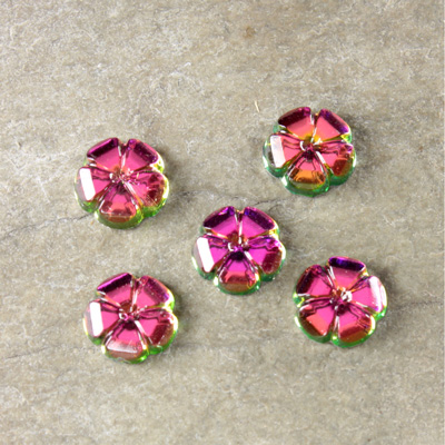 Glass Flat Back Flower - 08MM IRIDIS Foiled