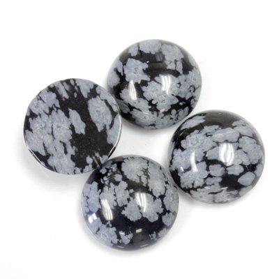 Gemstone Cabochon - Round 15MM SNOWFLAKE OBSIDIAN