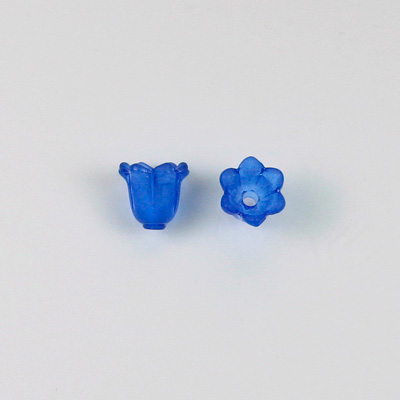 German Plastic Flower with Hole - Bell Shape 09x9MM MATTE DARK SAPPHIRE