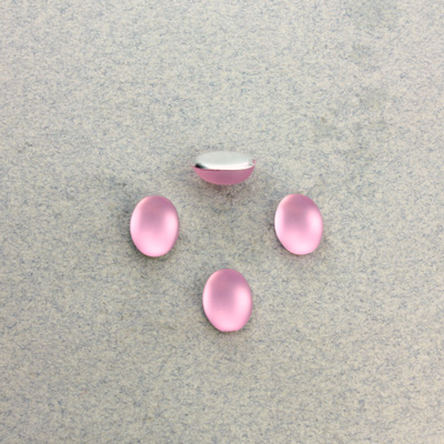 Plastic Flat Back Foiled Cabochon - Oval 08x6MM MATTE ROSE