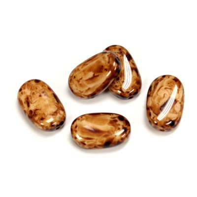 Czech Pressed Glass Bead - Baroque 14x8MM TRAVERTINE BROWN