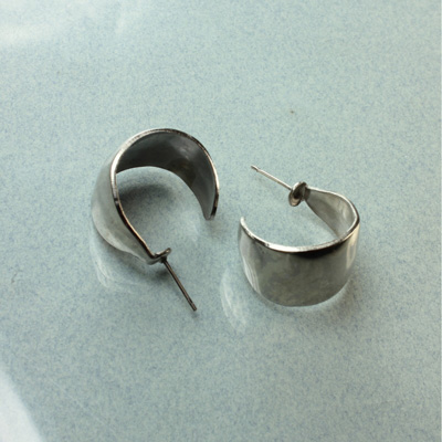 Wedding Band Hoop Earring with Post 20MM Steel Nickel Plated