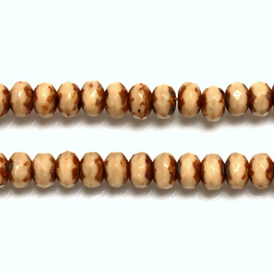 Czech Glass Fire Polish Bead - Rondelle Donut 05x3MM BEIGE with DIFFUSION