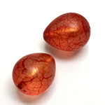Plastic Bead - Bronze Lined Veggie Color Smooth Pear 22x18MM MATTE RED