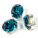 Crystal Stone in Metal Sew-On Setting - Oval 10x8MM BLUE ZIRCON-SILVER