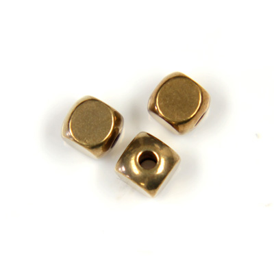 Brass Machine Made Bead - Fancy Cube 04.4x3.8MM RAW BRASS