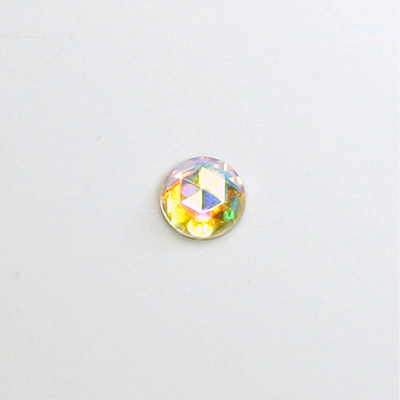 Glass Flat Back Foiled Rauten Rose - Round 08MM CRYSTAL AB