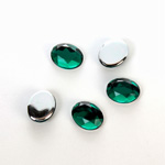 Plastic Flat Back Foiled Rose Cut Rhinestone - Oval 10x8MM EMERALD