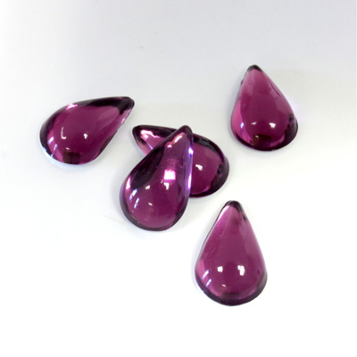 Plastic Flat Back Foiled Cabochon - Pear 13x9MM AMETHYST