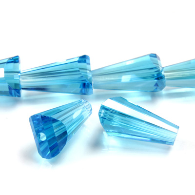 Chinese Cut Crystal Bead - Fancy Cone 16x8MM AQUA