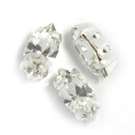 Crystal Stone in Metal Sew-On Setting - Navette 10x5MM CRYSTAL-SILVER