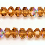 Czech Glass Fire Polished Bead - Rondelle Disc 8x6MM SMOKE TOPAZ AB