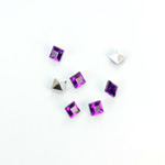 Plastic Point Back Foiled Stone - Square 04x4MM AMETHYST