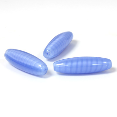 Czech Pressed Glass Bead - Smooth Oval 23x7MM STRIPE MOONSTONE BLUE