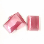 Fiber-Optic Flat Back Stone with Faceted Top and Table - Cushion 18x13MM CAT'S EYE LT PINK