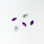 Plastic Flat Back Foiled Rose Cut Rhinestone - Navette 06x3MM AMETHYST