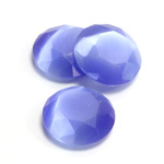 Fiber-Optic Flat Back Stone with Faceted Top and Table - Round 18MM CAT'S EYE LT BLUE