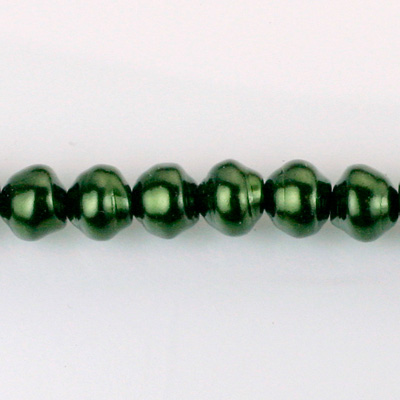 Czech Glass Pearl Bead - Snail Shell 08MM HUNTER GREEN 70958