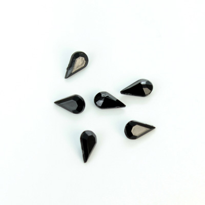 Plastic Point Back Opaque Stone - Pear 08x4.8MM JET