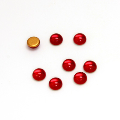 Glass Medium Dome Foiled Cabochon - Round 05MM RUBY