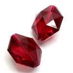 Plastic Bead - Faceted Hexagon 25x20MM ORIENTAL RUBY