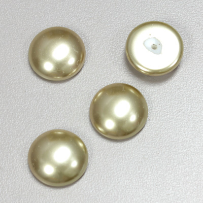 Glass Medium Dome Pearl Dipped Cabochon - Round 15MM LIGHT OLIVE