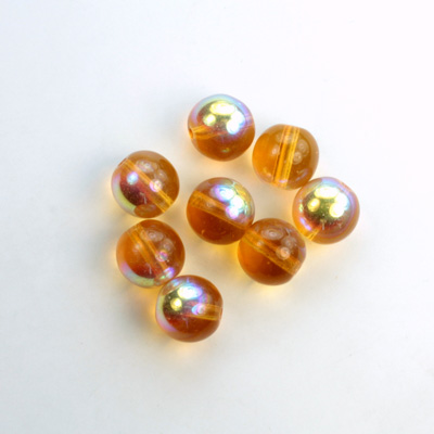 Czech Pressed Glass Bead - Smooth Round 08MM TOPAZ AB