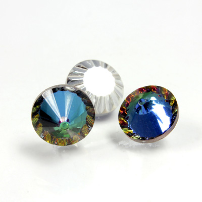 German Glass Flat Back Roulette Coated - Round 12MM CRYSTAL BERMUDA BLUE